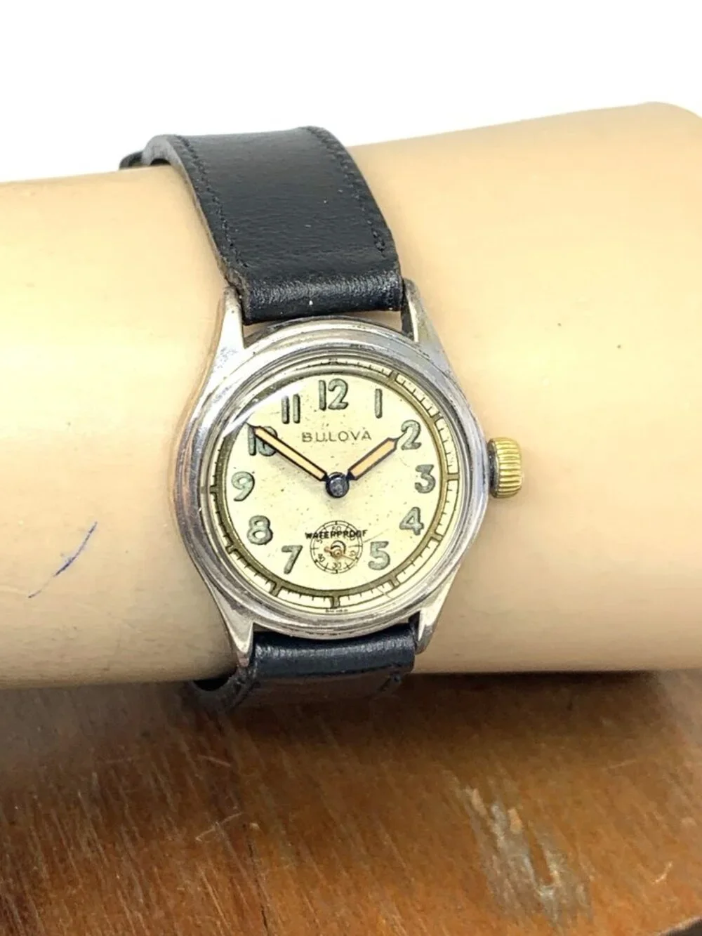 Bulova Watch Vintage WWII Military 10AE Manual Wind Leather Strap 28mm